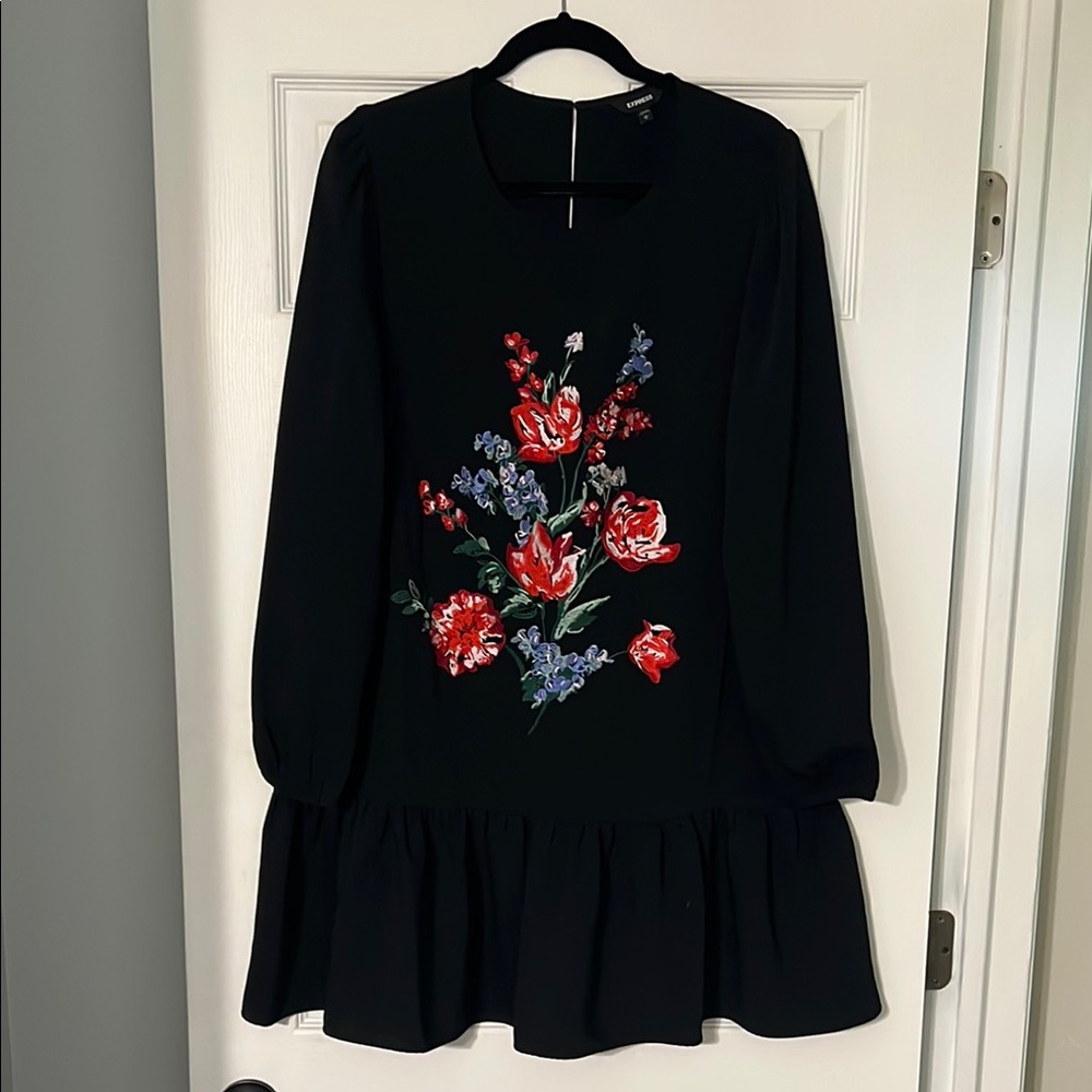 Express Black Floral Mini Dress